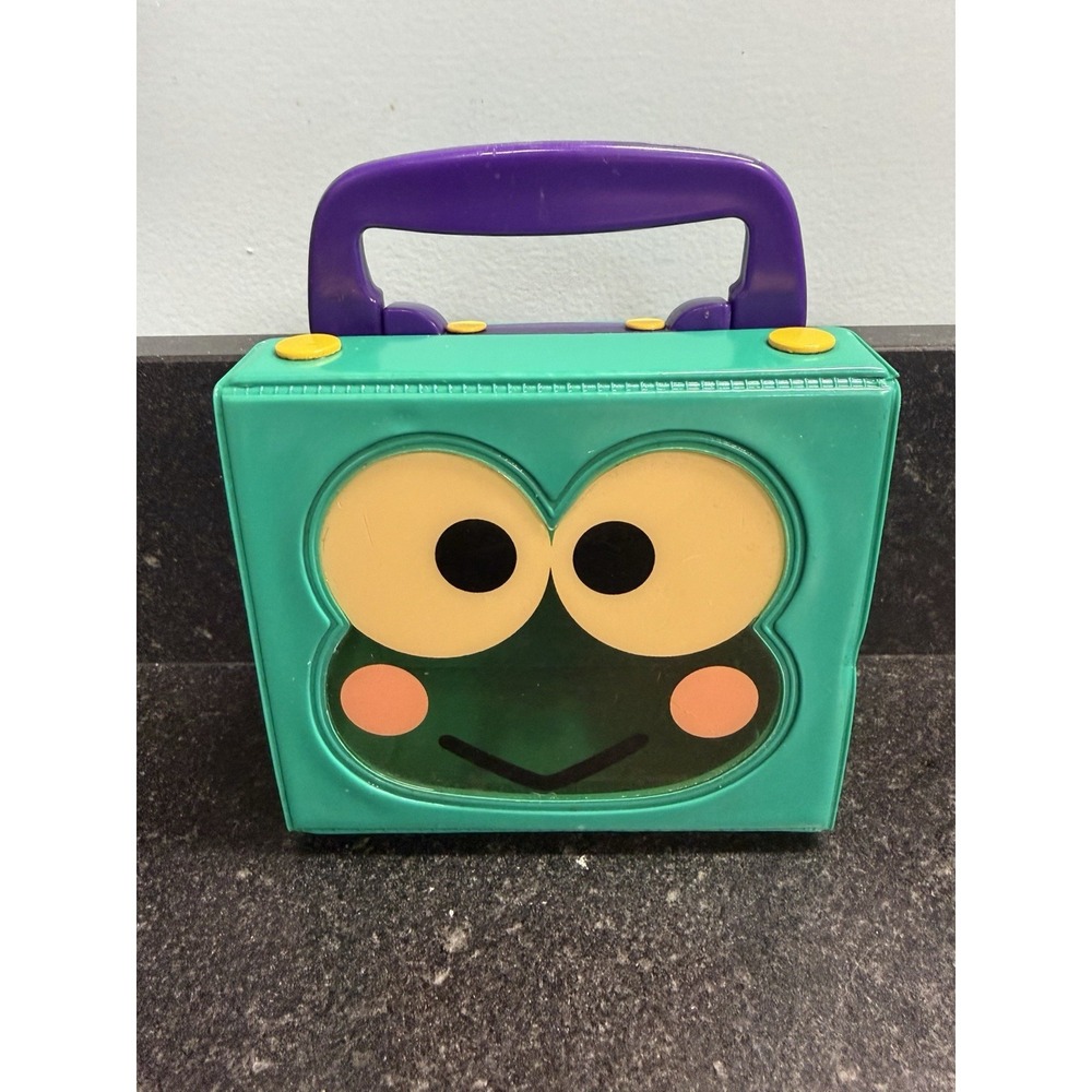 Vintage Sanrio Keroppi Plastic Trunk Mini Case Box Purple Handle 1997 Rare